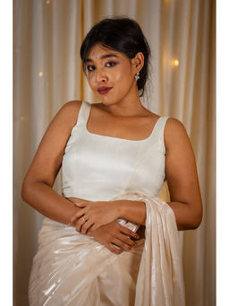 I LOVE SAREES - Off White Stitched Blouse for Saree