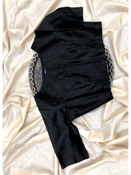 Palash - Black Hand Embroidered Chanderi Stitched Blouse