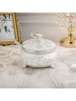 NFI Essentials - White Peacock Design Sugar Pot with Lid & Spoon