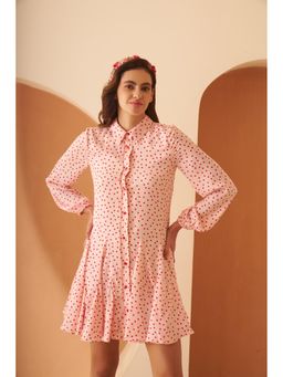 AMAGYAA - Pink Polka Dot Mini Dress