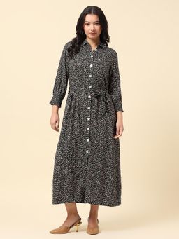 Cantabil - Green Dress for Women l Breathable and Soft with Color Fastness With Belt