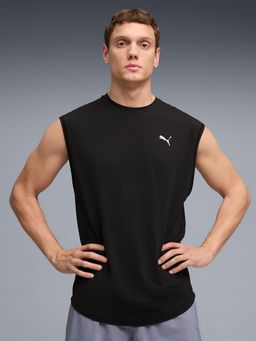 Puma - Mens Sleeveless Cooling Running Black Singlet Black Tank