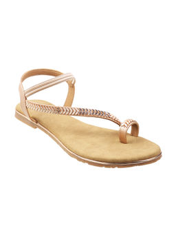 Metro - Womens Rose Gold Flat SandalsMetro Stripes Rose Gold Sandals