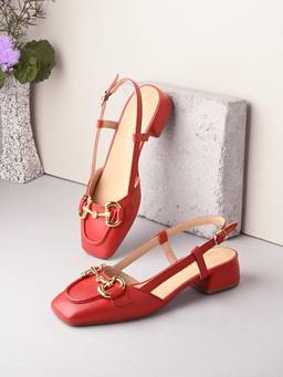 MIORAH - Red Leather Sandal Heels