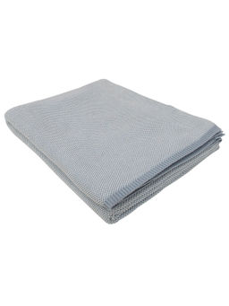 Pomme - Light Blue 100% Organic Cotton Solid Texture Knitted Decorative Throw