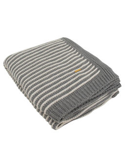 Pomme - Grey Melange 100% Organic Cotton Stripe Texture Knitted Throw