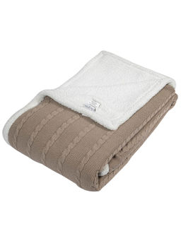 Pomme - Taupe 100% Organic Cotton Stripe Texture Knitted Throw