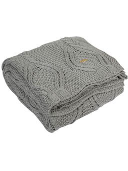 Pomme - Grey Cotton Stripe Texture Knitted Throw