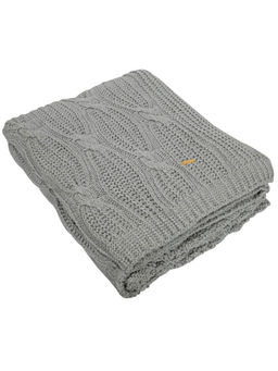 Pomme - Grey 100% Organic Cotton Texture Knitted Decorative Throw