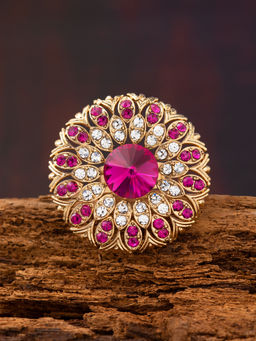 E2O - Pink Classic Adjustable Handcrafted Kundan Finger Ring