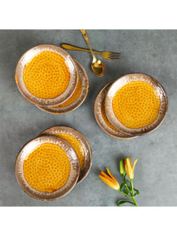Amalfiee Ceramics - Handmade 7" Exclusive Swarn Speckled Quater Plates Set Of 6Pcs