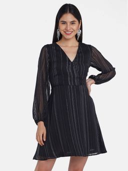 Zink London - Women Black Stripes Mini Dress