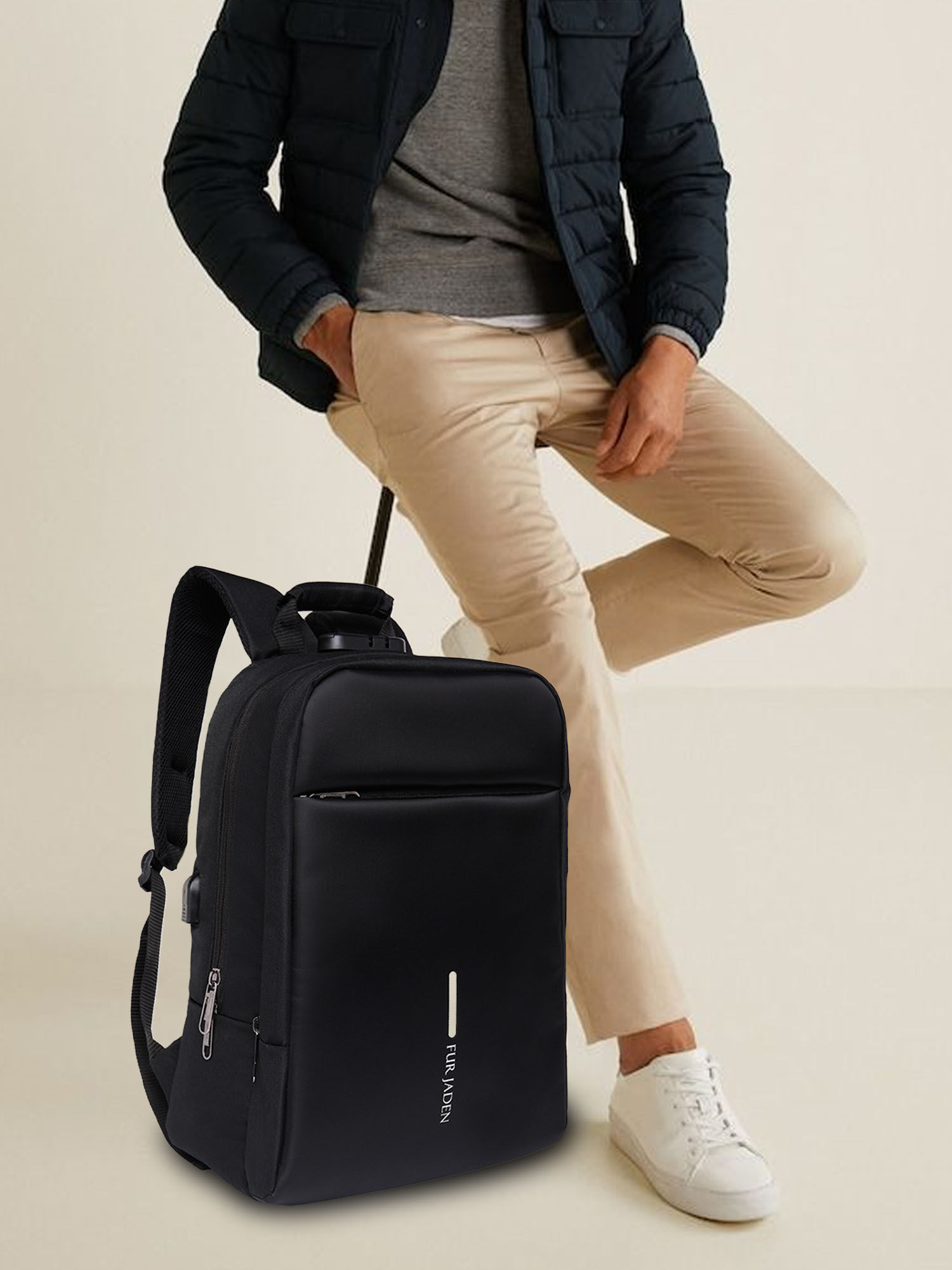Buy Fur Jaden Anti-Theft Laptop Backpack with Number Lock & USB