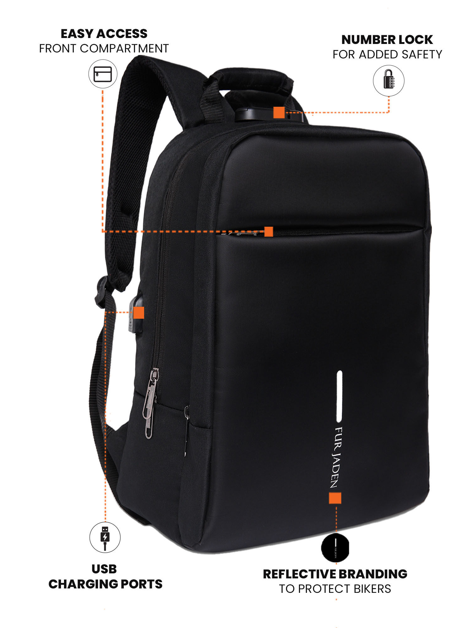 Y’take商品 Buy Fur Jaden Anti-Theft Laptop Backpack with Number Lock & USB