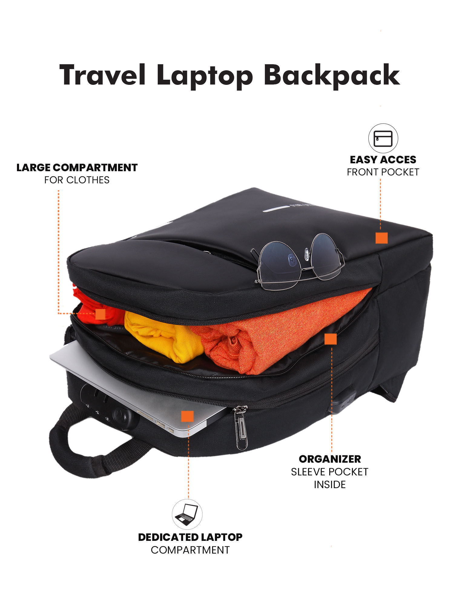 Buy Fur Jaden Anti-Theft Laptop Backpack with Number Lock & USB