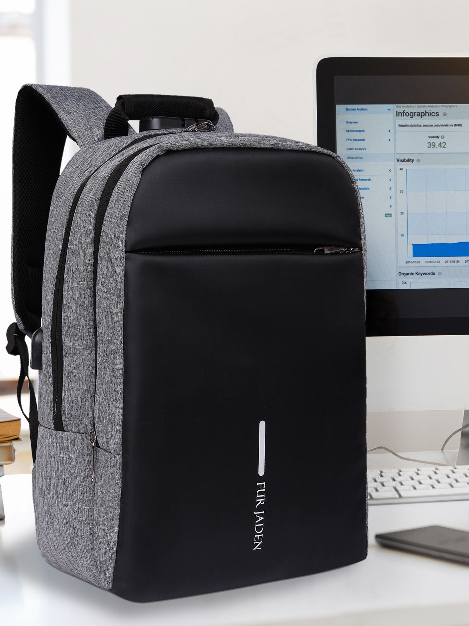 Buy Fur Jaden Anti-Theft Laptop Backpack with Number Lock & USB