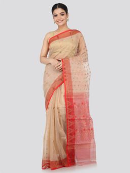 PinkLoom - Women's Soft Cotton Blend Jamdani Saree Without Blouse Piece