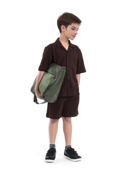 RARE ONES - Kids Veno-B Brown Cotton Drawstring Closure Solid Regular Fit Shorts