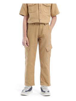 RARE ONES - Kids Presso-K Tan Cotton Button and Zip Closure Regular Fit Casual Trouser