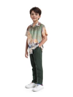 RARE ONES - Kids Pastor-K Dusky Green Cotton Regular Fit Solid Trouser