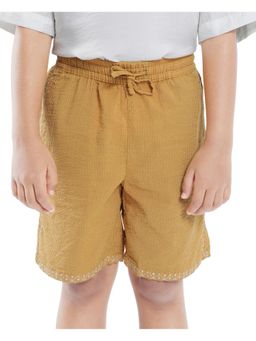 RARE ONES - Kids Mixo-B Yellow Cotton Fabric Drawstring Closure Regular Fit Shorts