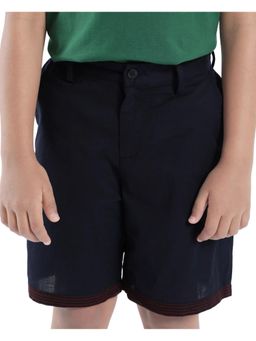 RARE ONES - Kids Kyte-B Navy Blue Cotton Button and Zip Closure Solid Regular Fit Shorts