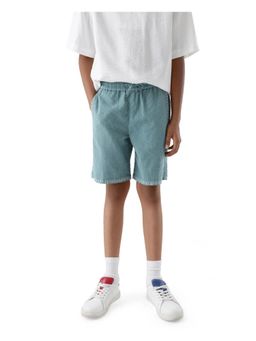 RARE ONES - Kids Mixo-B Teal Cotton Fabric Drawstring Closure Regular Fit Shorts