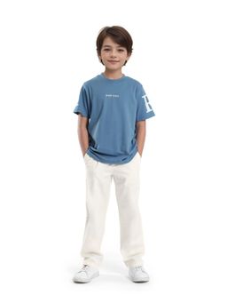 RARE ONES - Kids Tilt Off White Cotton Plain Button and Zip Closure Regular Fit Trouser