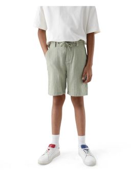 RARE ONES - Kids Pinto-K Light Green Cotton Fabric Drawstring Closure Regular Fit Shorts