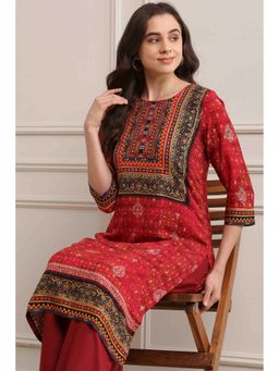 Biba - Women Red Printed Kurta