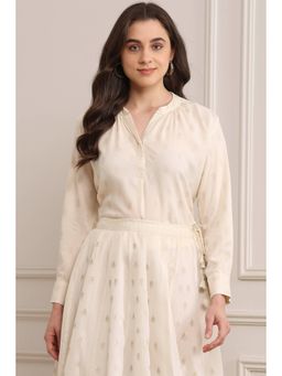 Biba - Rayon Off White Printed Shirt
