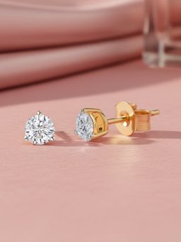 Ornate Jewels - 14K Gold 0.50 Carat Round Lab Grown Diamond Solitaire Stud Earrings