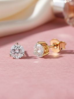 Ornate Jewels - 14K Gold 0.60 Carat Round Lab Grown Diamond Solitaire Stud Earrings