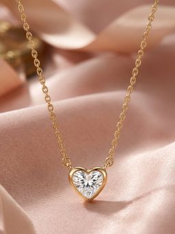 Ornate Jewels - 14K Gold 0.44 Carat Lab Grown Diamond Solitaire Heart Necklace
