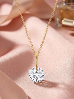 Ornate Jewels - 14K Gold 0.46 Carat Round Lab Grown Diamond Solitaire Necklace