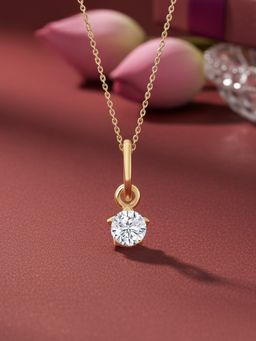 Ornate Jewels - 9K Gold 0.20 Carat Round Lab Grown Diamond Solitaire Necklace