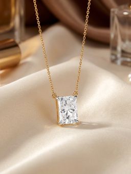Ornate Jewels - 14K Gold 1 Carat Radiant Lab Grown Diamond Solitaire Necklace