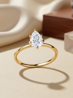 Ornate Jewels - 9K Gold 1.50 Carat Pear Lab Grown Diamond Solitaire Ring
