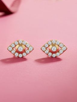 Ornate Jewels - 18K Yellow Gold 0.17 Carat Round Lab Grown Diamond Eye Stud Earring for Women & Girls