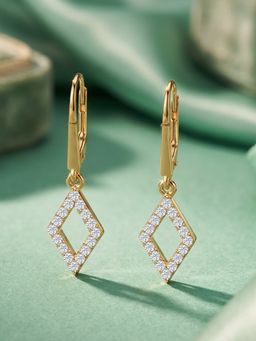 Ornate Jewels - 18K Yellow Gold 0.16 Carat Round Lab Grown Diamond Dangle Earring for Women & Girls
