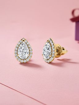 Ornate Jewels - 18K Yellow Gold 2.06 Carat Pear Lab Grown Diamond Drop Stud Earring for Women & Girls