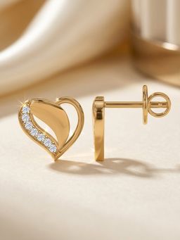 Ornate Jewels - 14K Yellow Gold 0.10 Catat Round Lab Grown Diamond Heart Earring for Women & Girls