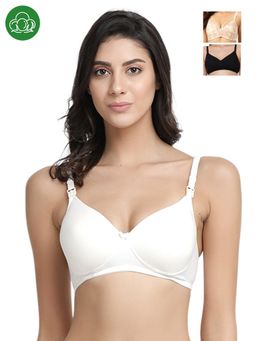 Inner Sense - Organic Antimicrobial Padded Nonwired Feeding Bra - Pack Of 3 -Multi-Color