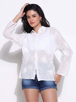 SHOWOFF - Classic Women Embroidered White Shirt