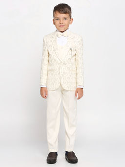 Kids Island - Cream Shirt Waistcoat Blazer with Pant and Bow Tie (Set of 5)