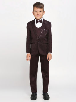Kids Island - Wine Shirt Waistcoat Blazer with Pant and Bow Tie (Set of 5)