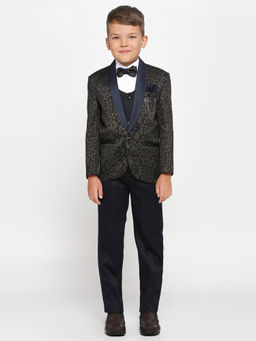 Kids Island - Blnavy Blueack Shirt Waistcoat Blazer with Pant and Bow Tie (Set of 5)