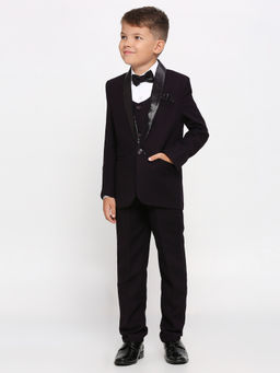 Kids Island - Purple Shirt Waistcoat Blazer with Pant and Bow Tie (Set of 5)