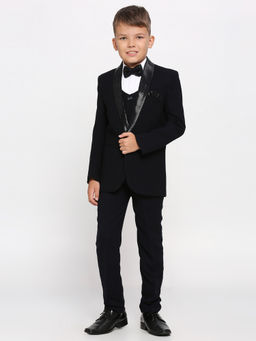 Kids Island - Navy Blue Shirt Waistcoat Blazer with Pant and Bow Tie (Set of 5)