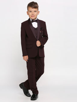 Kids Island - Wine Shirt Waistcoat Blazer with Pant and Bow Tie (Set of 5)